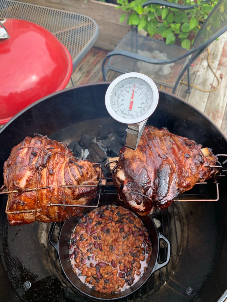 Rotisserie Pulled Pork on a Webber Kettle Grill