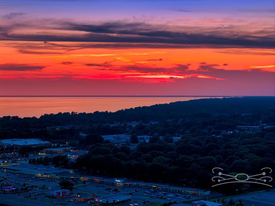 Hampton Roads Sunset — Aerial Photography - Newport News James River · May 2026